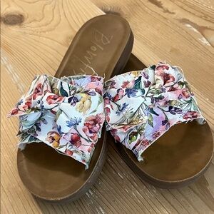 Blowfish Floral Bow Slide Sandals - White Floral